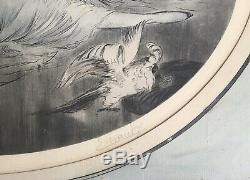 Gravure aquatinte Art Nouveau Art Déco Femmes aux perroquets style Louis Icart