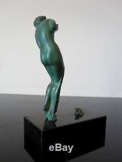 Guerbe Ancienne statuette Femme Grenouille. Art déco. Max Le Verrier. Signée