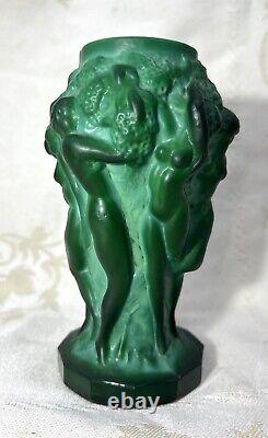 Hoffmann Vase Frau Nude Erotik Malachite Statue Femme Nu Nue Erotique Art Deco