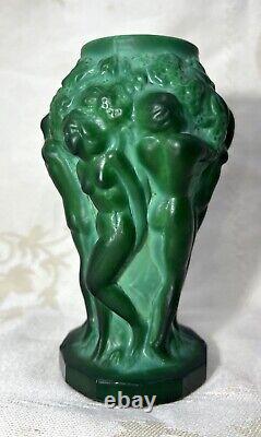 Hoffmann Vase Frau Nude Erotik Malachite Statue Femme Nu Nue Erotique Art Deco