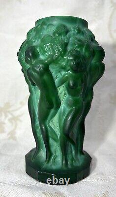 Hoffmann Vase Frau Nude Erotik Malachite Statue Femme Nu Nue Erotique Art Deco