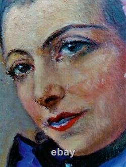 Huile-peinture-portrait-jeune Femme-art Nouveau-art Deco-signature