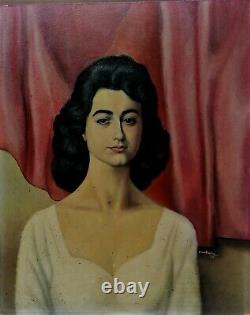 Huile-portrait-jeune Femme-aram Stephan-ecole Armenienne-armenie-1956