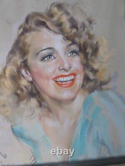 Jean-Albert GRAND-CARTERET-Pastel-Dessin original-Femme-Art-Deco-cadre