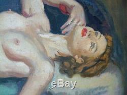 Jean Julien 1888 1974, huile sur toile, femme nue allongé