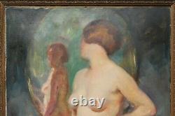 Julien Tavernier (1879-c. 1938) Nu de femme au miroir, art déco