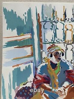 LOUIS RIOU Peinture Gouache orientaliste Maroc Algérie Tunisie Portrait Femme
