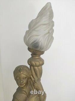 Lampe Art Deco Vintage 1920. Sculpture Femme