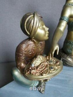 Lampe art deco 30s sculpture femme orientale danseuse bijoux statue lamp figural