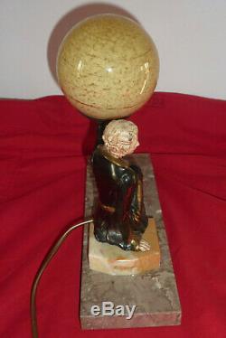 Lampe chevet en régule marbre femme art déco statue NO PREISS CHIPARUS LORENZL