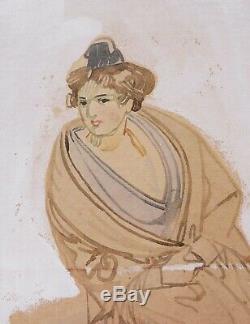 Léo Lelée dessin portrait jeune femme Arlésienne ARLES tableau gouache aquarelle