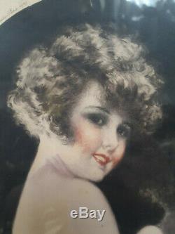 Lithographie ovale art déco 1930 signée Maurice Millière les petites femmes