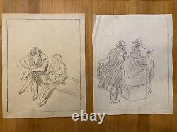 Lot 9 Dessins Portrait Nu Crayon Papier Femme Nue 1920 Erotique Art Déco Ancien