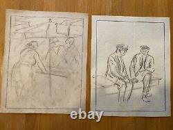 Lot 9 Dessins Portrait Nu Crayon Papier Femme Nue 1920 Erotique Art Déco Ancien