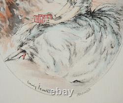 Louis ICART Jeune femme et l'oiseau Gravure originale signée #ART DECO
