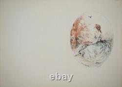 Louis ICART Jeune femme et l'oiseau Gravure originale signée #ART DECO