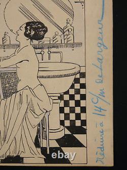 Lucien GUY (XIX-XX) Encre chine 2 femmes nues nu érotique époque art deco 1930