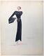 Madeleine Jeannest Dessin Original Mode Art Déco Années 1930 Femme Robe #8
