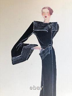 MADELEINE JEANNEST Dessin Original Mode Art Déco Années 1930 Femme Robe #8