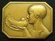 Medaille Bronze Art Deco P. Lasserre Colombophilie Femme Tenant Le Pigeon 61mm