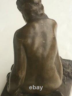 Marcel André Bouraine (1886-1948) Sculpture en terre cuite femme nue art déco