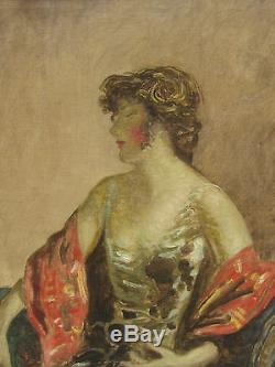 Mark Lajos Tableau Portrait Femme Hongrie Art Hongrois Peinture Huile Art Deco