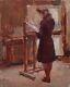 Maurice Mareels (1893-1976) Femme Peintre Au Chevalet Atelier Palette Belgique