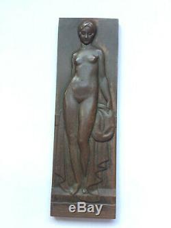 Médaille en bronze art déco TURIN femme nue