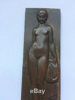 Médaille en bronze art déco TURIN femme nue