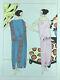 Mode Femmes Grande Gouache Originale Art Déco 45 X 32 Cm Robes Garçonnes #7