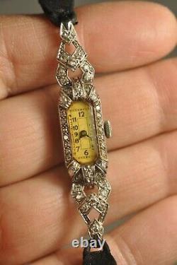 Montre Ancien Platine Diamants Art Deco Antique Soliod Platinum Watch