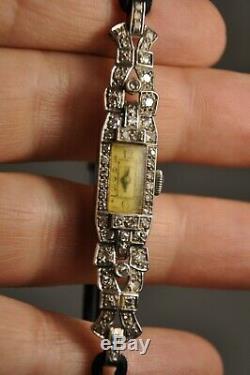 Montre Ancienne Art Deco Platine Diamants Antique Platinum Diamonds Watch