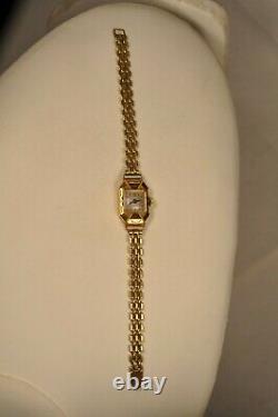 Montre Dame Or Massif 18k Art Deco Enameled Solid Gold Watch