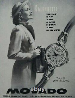 Montre MOVADO calendette en acier vers 1950 calendrier Art Déco Vintage