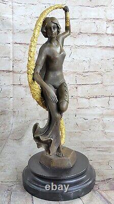 Musée Qualité Classique Art Déco Femme 100% Vrai Bronze Sculpture Fabriqué Par
