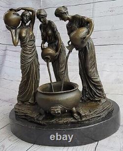 Nu Art Déco Fonte 3 Femmes Bronze Sculpture Original Signé Figurine