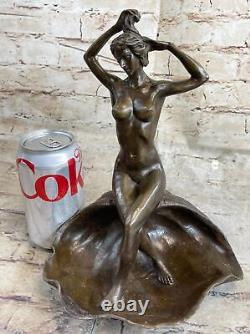 Ouest Art Déco Sculpture Bronze Marbre Chair Femme Belle Fleur Fille Statue Sale