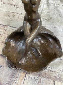 Ouest Art Déco Sculpture Bronze Marbre Chair Femme Belle Fleur Fille Statue Sale