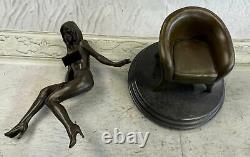 Ouest Bronze Marbre Art Déco Sculpture Statue Sexy Nu Femme Fille Érotique Deal