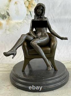 Ouest Bronze Marbre Art Déco Sculpture Statue Sexy Nu Femme Fille Érotique Deal