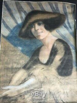 PORTRAIT DE FEMME ART DECO circa 1930 TABLEAU Nabis mode Paul POIRET