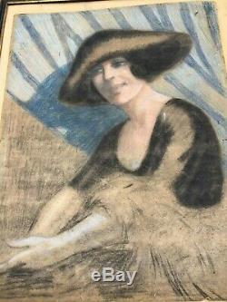 PORTRAIT DE FEMME ART DECO circa 1930 TABLEAU Nabis mode Paul POIRET