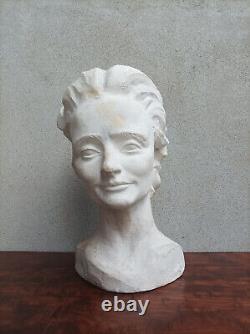 Pascal Boureille (1909-1999) Buste de femme Art Deco en plâtre