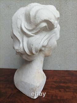 Pascal Boureille (1909-1999) Buste de femme Art Deco en plâtre