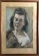 Pastel Portrait Jeune Femme Avec Fourrure Érotique Um 1940 Art Déco 63