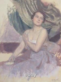 Peinture de Fernand BIVEL (1888-1950) vers 1915 Femme à sa toilette
