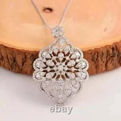 Pendentif breloque femme art déco moissanite véritable coupe ronde 2 carats p