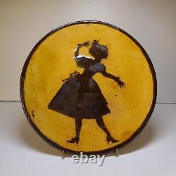 Plat assiette céramique faïence art déco fait main personnage femme France N8872