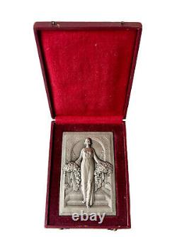 Raoul BÉNARD (1881-1961) Médaille Argent Massif Femme aux Fleurs Art Déco XX ème