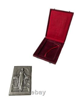 Raoul BÉNARD (1881-1961) Médaille Argent Massif Femme aux Fleurs Art Déco XX ème